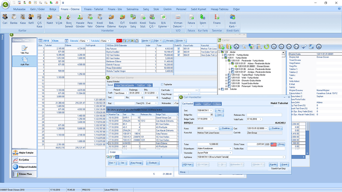 Likom Presto XL ERP Yazılımı Ekran Görüntüleri