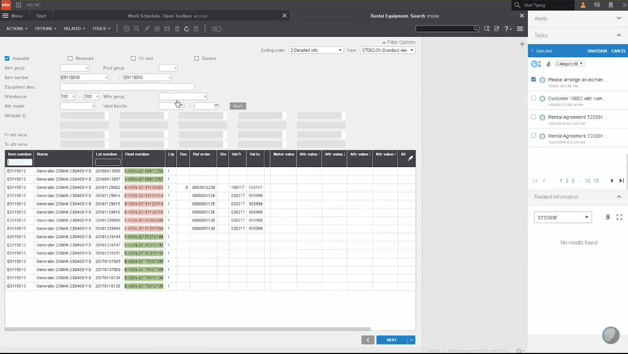 Infor M3 Yazılımı Ekran Görüntüleri