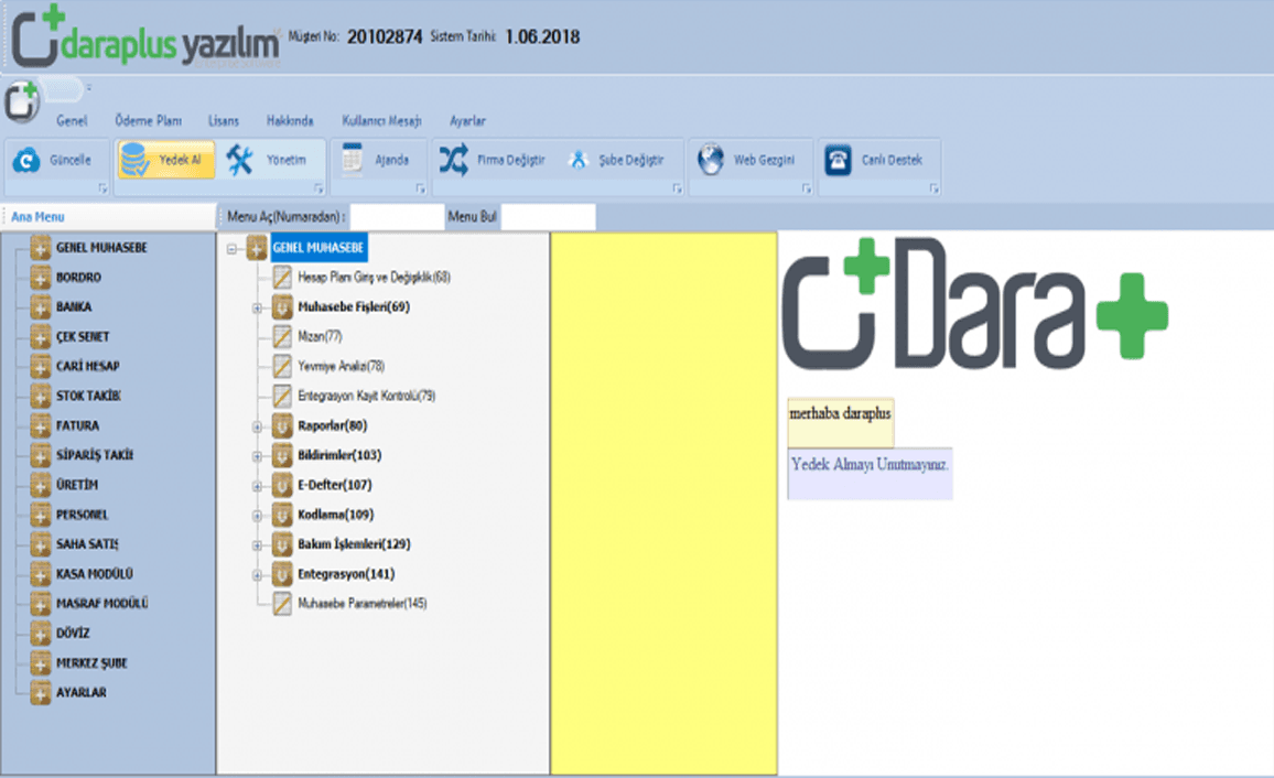 Daraplus Ticari Yazılım Yazılımı Ekran Görüntüleri